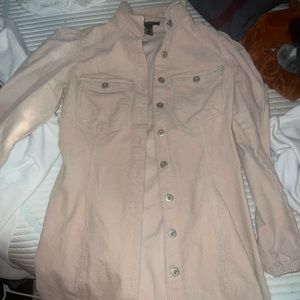 Forever 21 Cream Corduroy Button zip